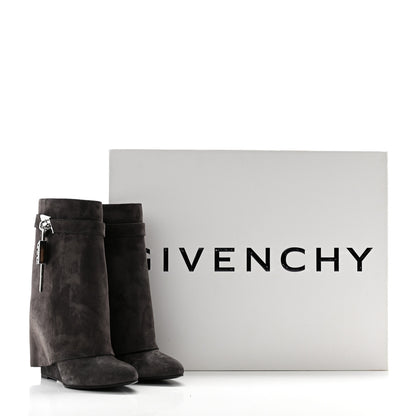 Givenchy Suede Calfskin Shark Lock Ankle Boots 39 Storm Grey 9 of 9