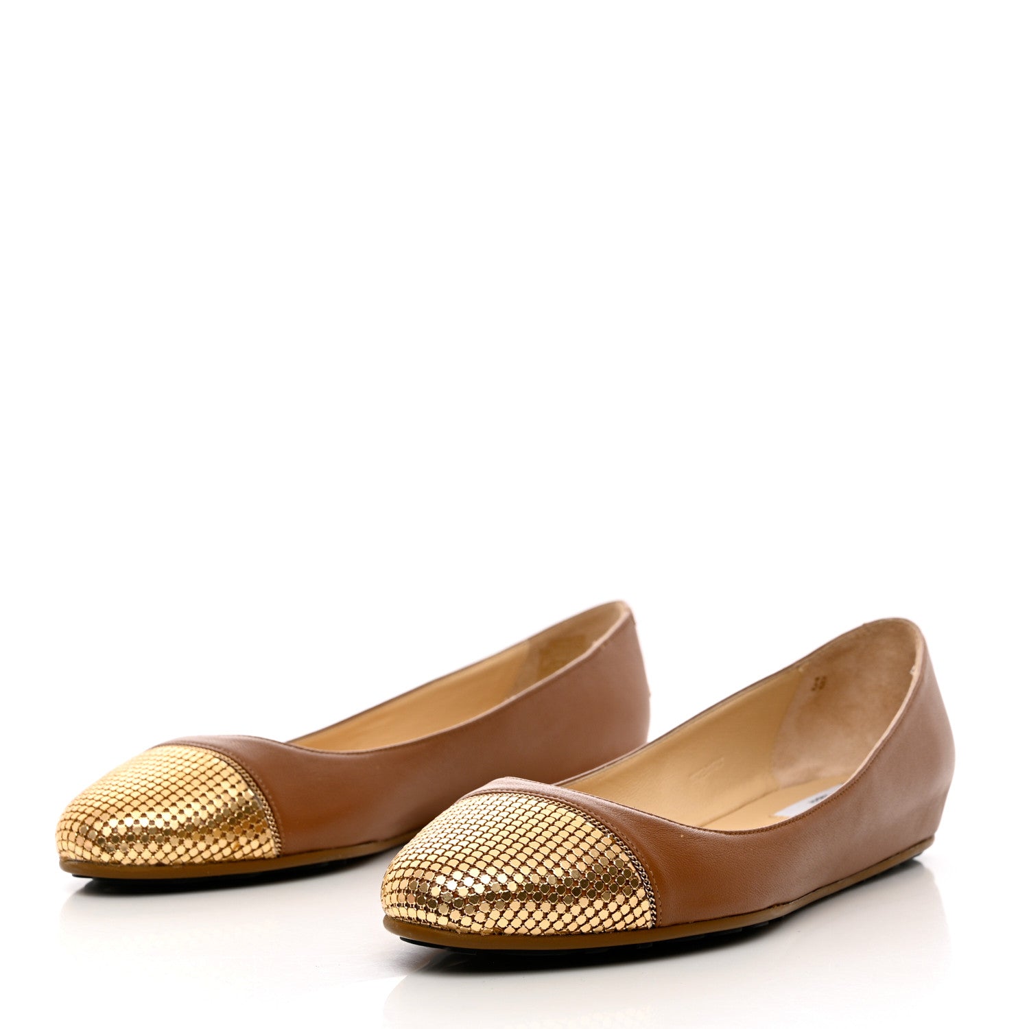 Jimmy Choo Nappa Metal Mesh Waine Ballet Flats 38 Canyon Gold 3 of 13