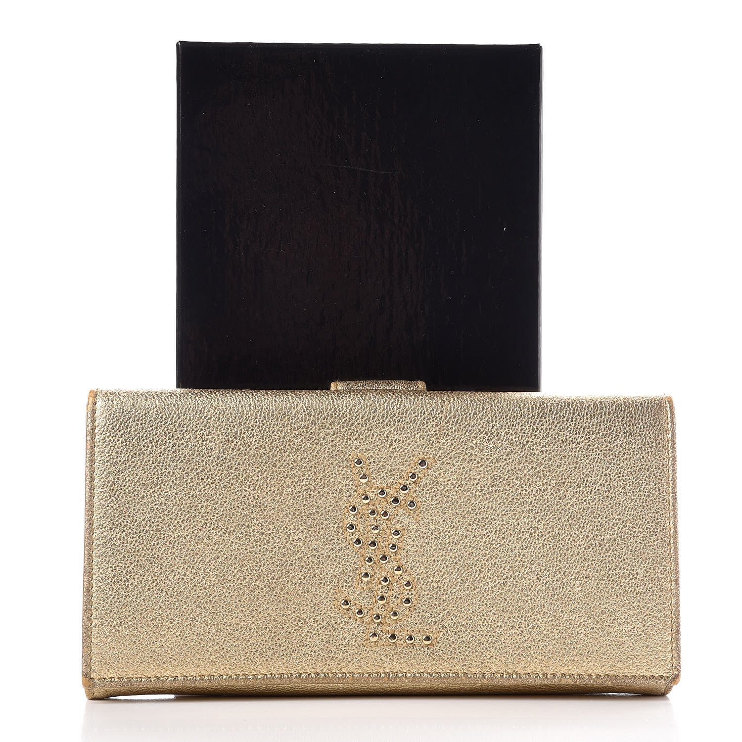Saint Laurent Goatskin Studded Belle de Jour Long Wallet Gold 12 of 12