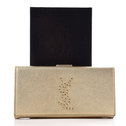 Saint Laurent Goatskin Studded Belle de Jour Long Wallet Gold 12 of 12