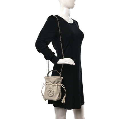 Gucci Sakai Be Green Calfskin Diagonal Stitched Mini Blondie Bucket Bag Mystic White 2 of 10