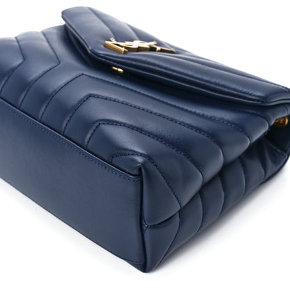 Saint Laurent Calfskin Y Quilted Monogram Small Loulou Chain Satchel Blue Charron 12 of 12