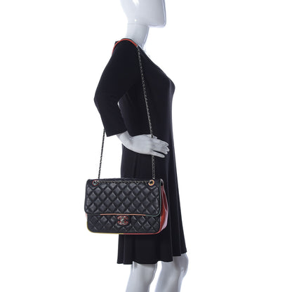 Chanel Lambskin Quilted Jumbo Cuba Color Flap Black 2 of 9