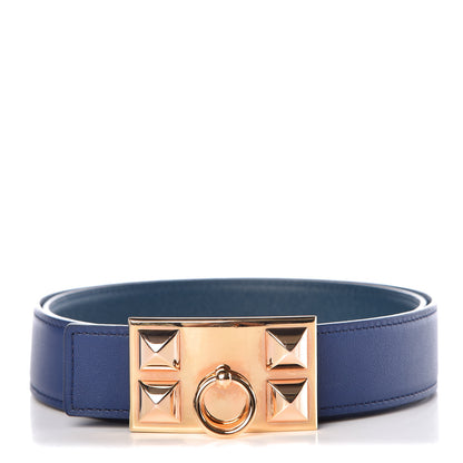Hermes Swift Epsom 32mm Collier De Chien CDC Belt 85 Bleu Saphir Colvert 1 of 8