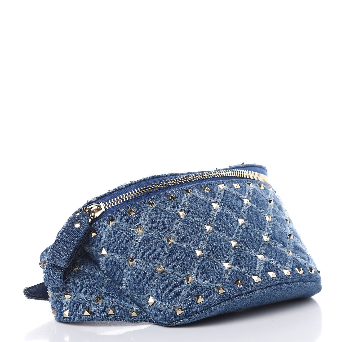Denim Rockstud Spike Belt Bag 85 Blue