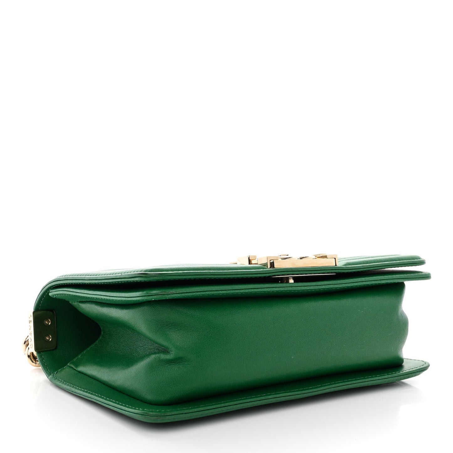 Lambskin Quilted Small Boy Flap Green