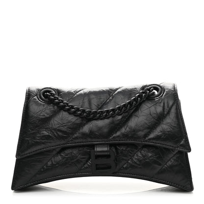 Balenciaga Crushed Calfskin Quilted Matte Black Hardware Small Crush Chain Bag Black 1 of 9