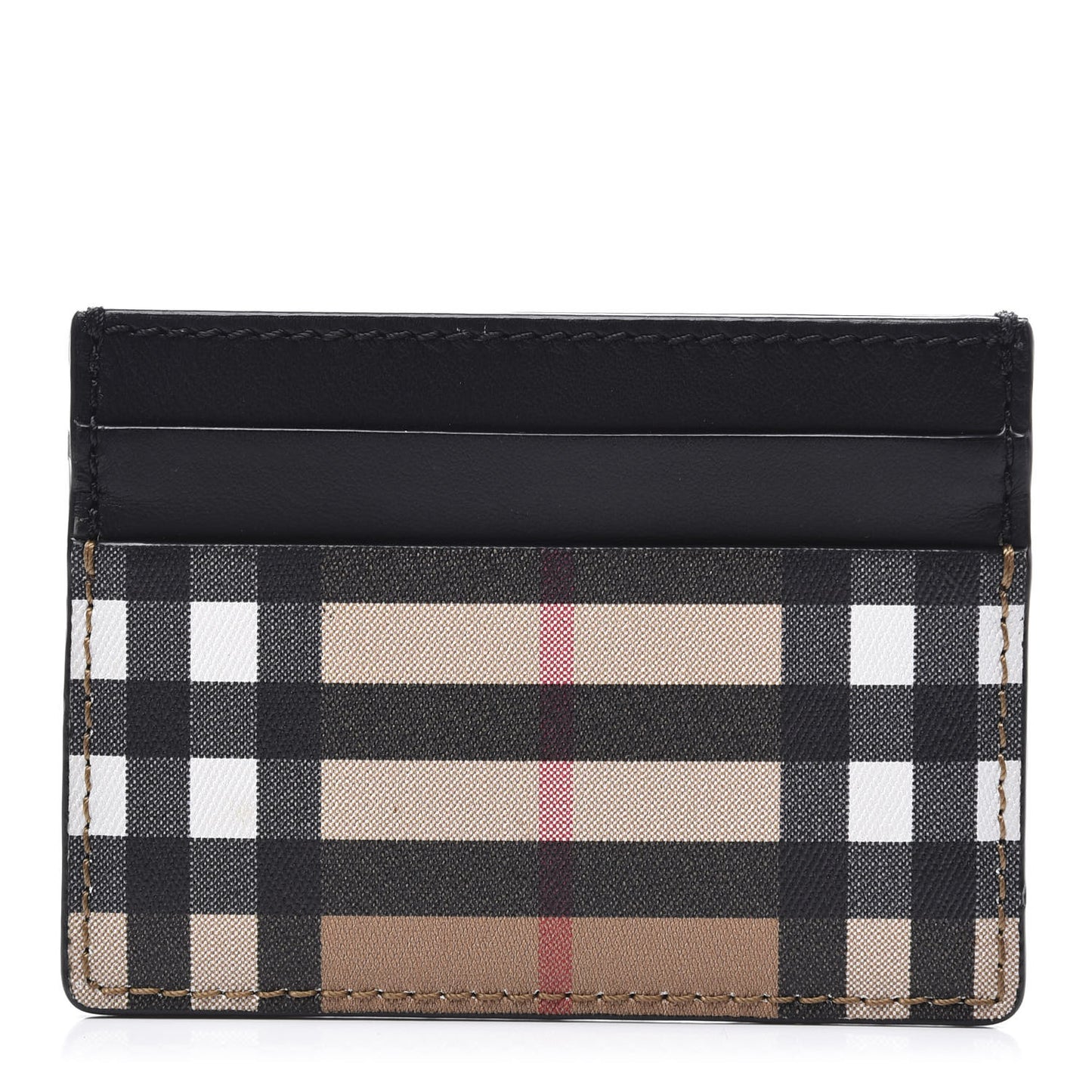 Vintage Check Calfskin Card Case Black