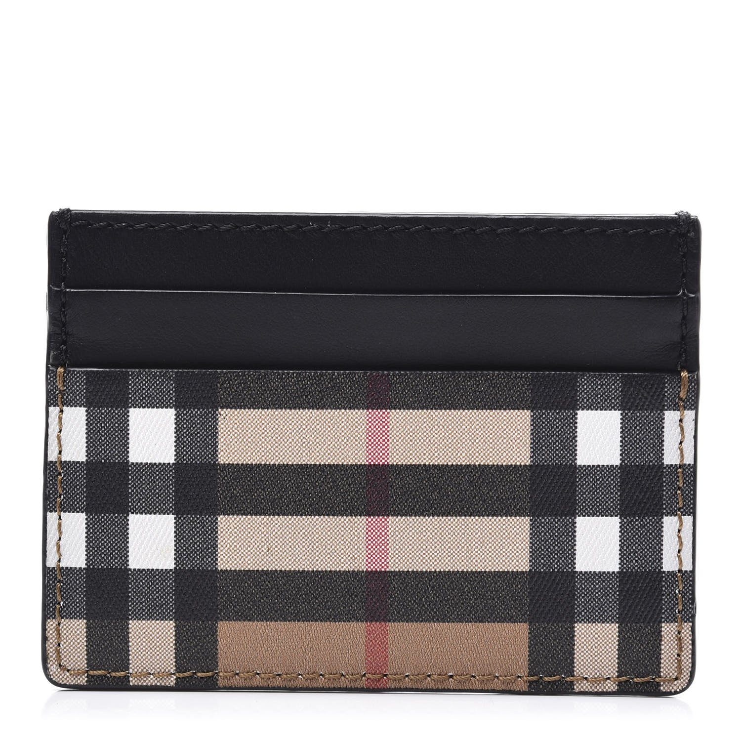 Burberry Vintage Check Calfskin Card Case Black 1 of 8