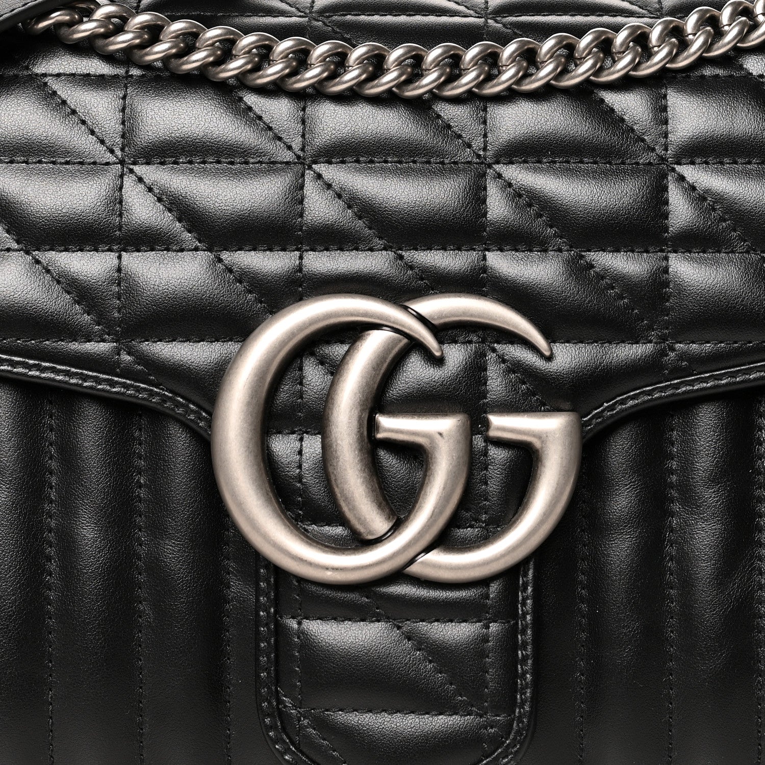 Gucci Calfskin Matelasse Aria Medium GG Marmont Shoulder Bag Black 8 of 10