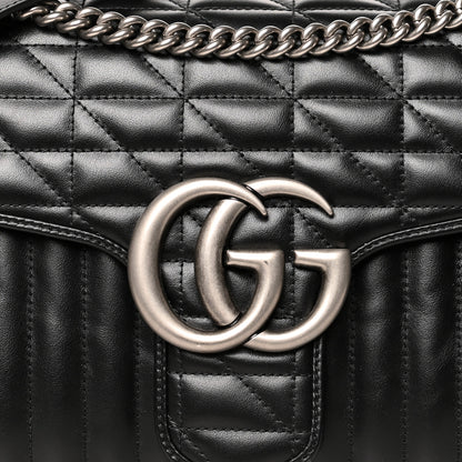 Gucci Calfskin Matelasse Aria Medium GG Marmont Shoulder Bag Black 8 of 10