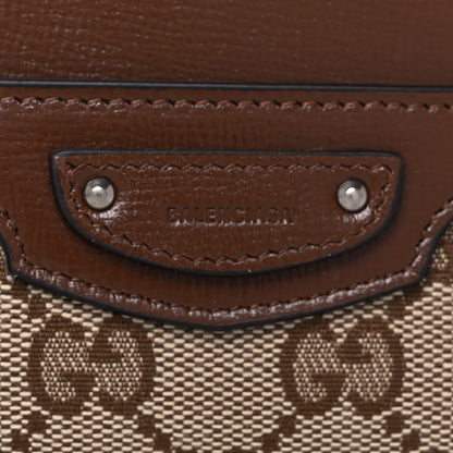 Balenciaga X GUCCI GG Monogram Azalea Calfskin Neo Classic Card Holder Beige Ebony Brown Sugar 7 of 8