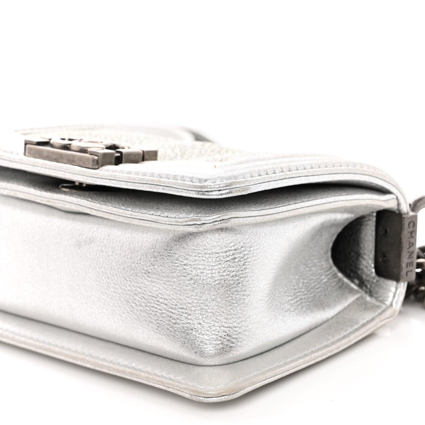 Metallic Galuchat Stingray Mini Boy Flap Silver