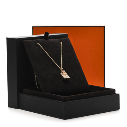 Hermes 18K Rose Gold Diamond Birkin Amulette Pendant Necklace 5 of 5
