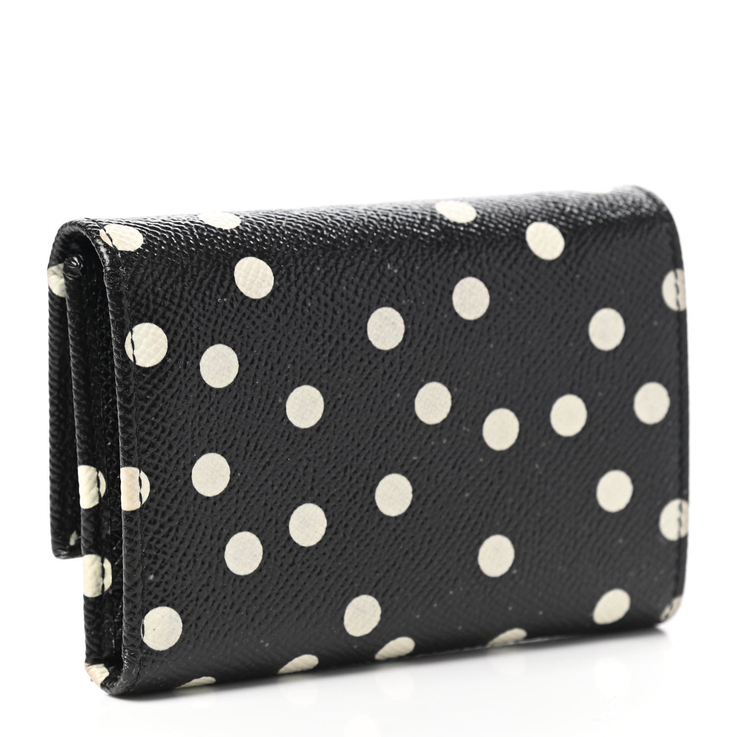 Dauphine Polka Dot French Flap Wallet Black White