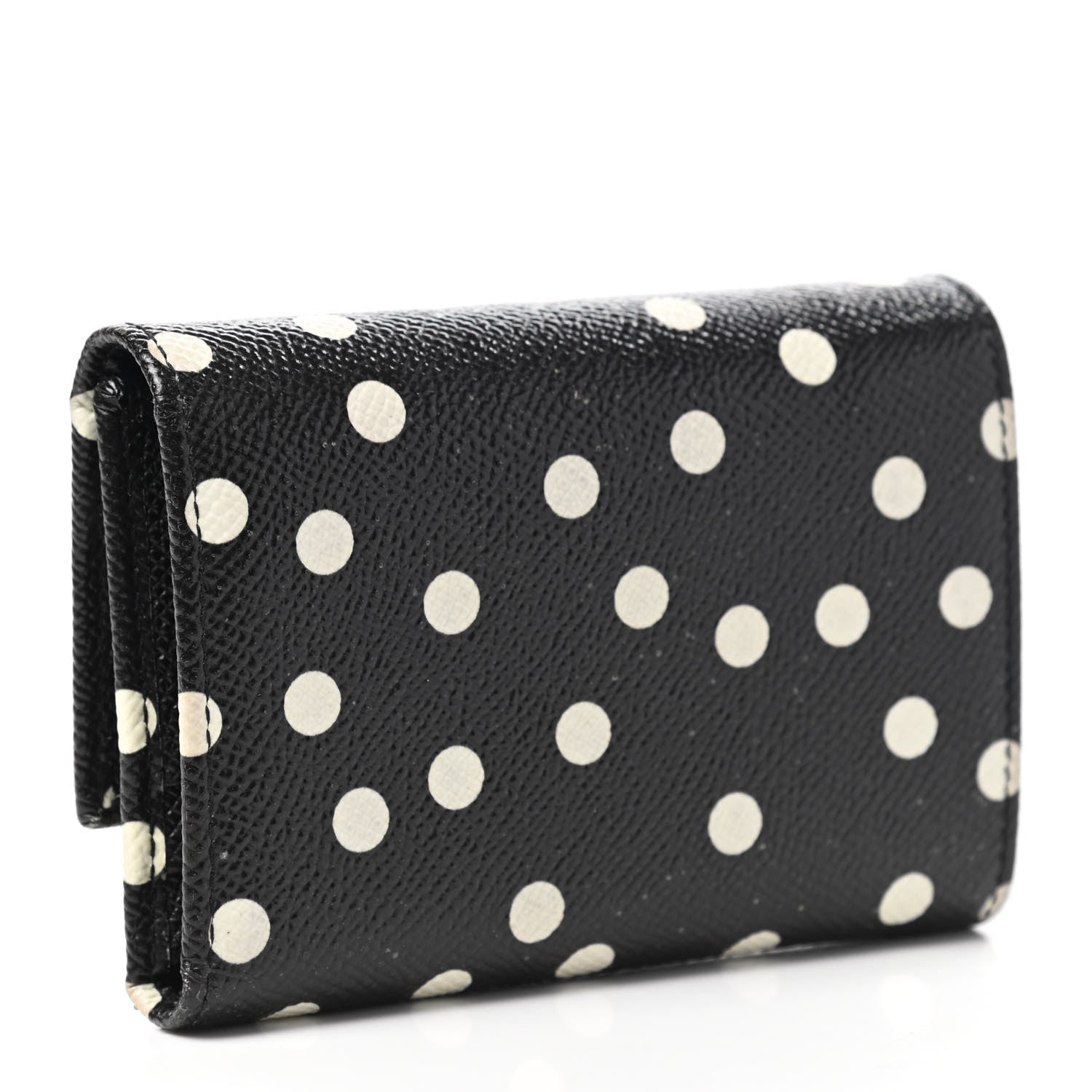 Dolce & Gabbana Dauphine Polka Dot French Flap Wallet Black White 3 of 8