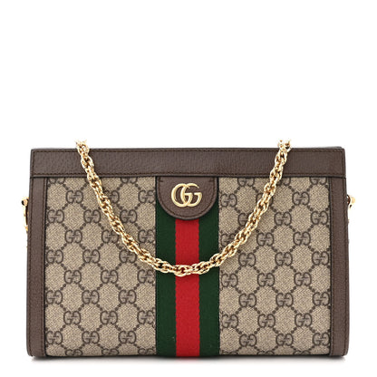 Gucci GG Supreme Monogram Web Small Ophidia Chain Shoulder Bag Brown 1 of 11