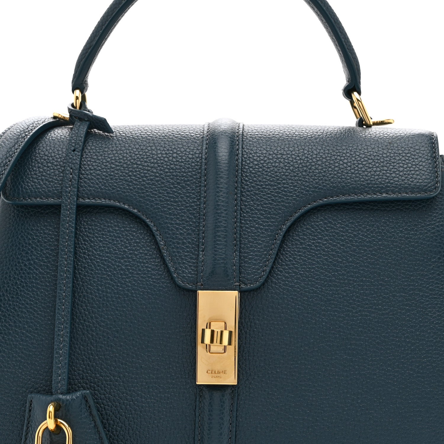 Celine Grained Calfskin Small 16 Top Handle Bag Petrol 9 of 11