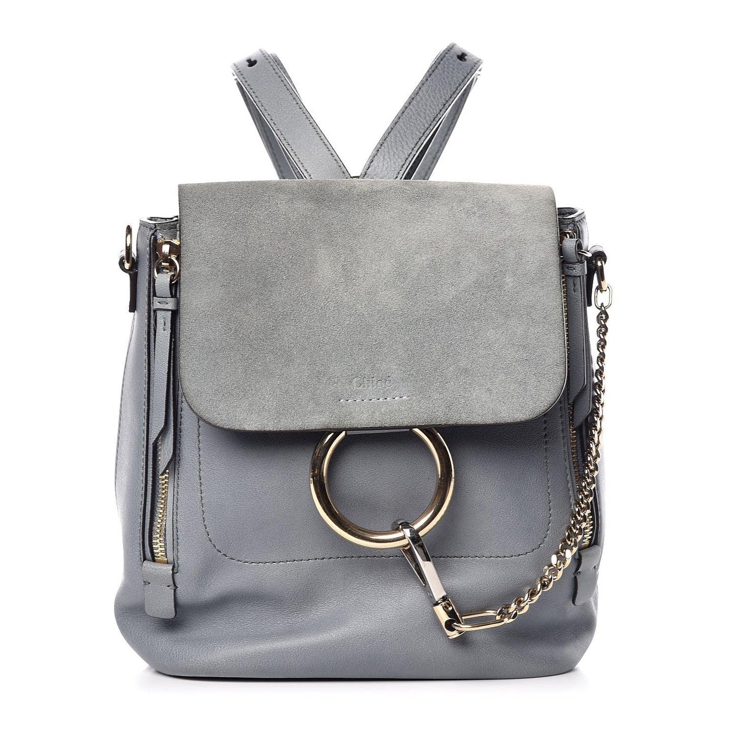Suede Calfskin Small Faye Backpack Cloudy Blue