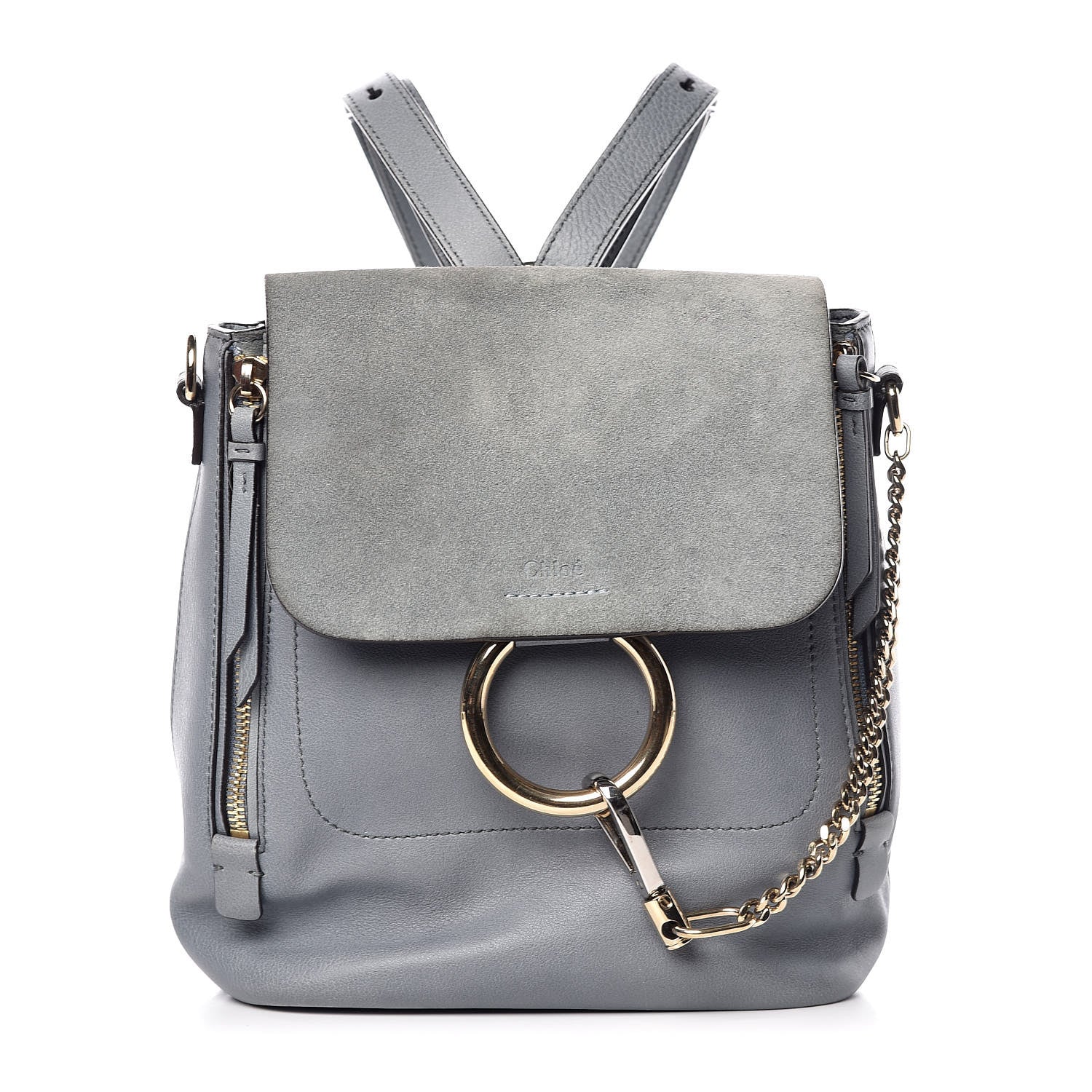 Chloe Suede Calfskin Small Faye Backpack Cloudy Blue 1 of 18