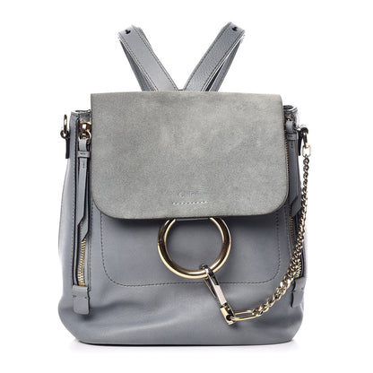 Chloe Suede Calfskin Small Faye Backpack Cloudy Blue 1 of 18