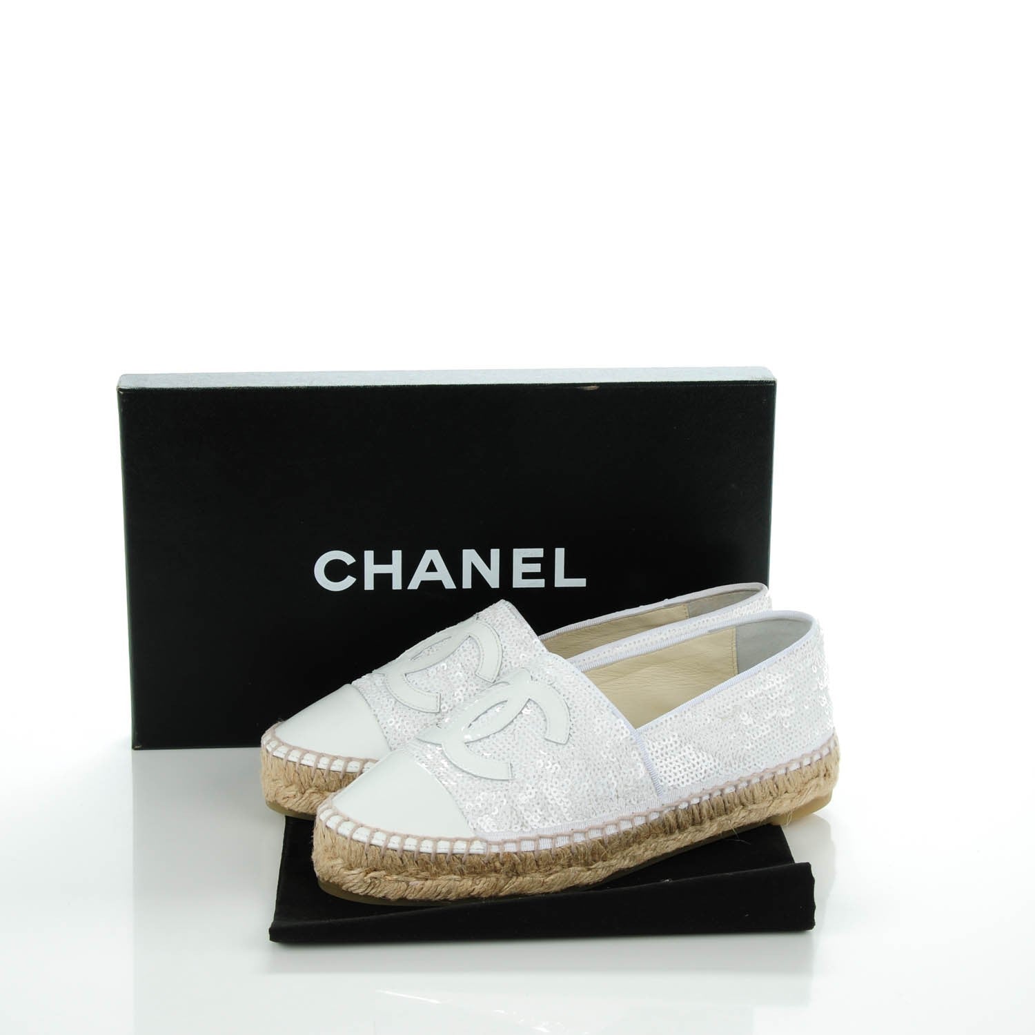 Chanel Patent Sequin CC Espadrilles 35 White 5 of 8