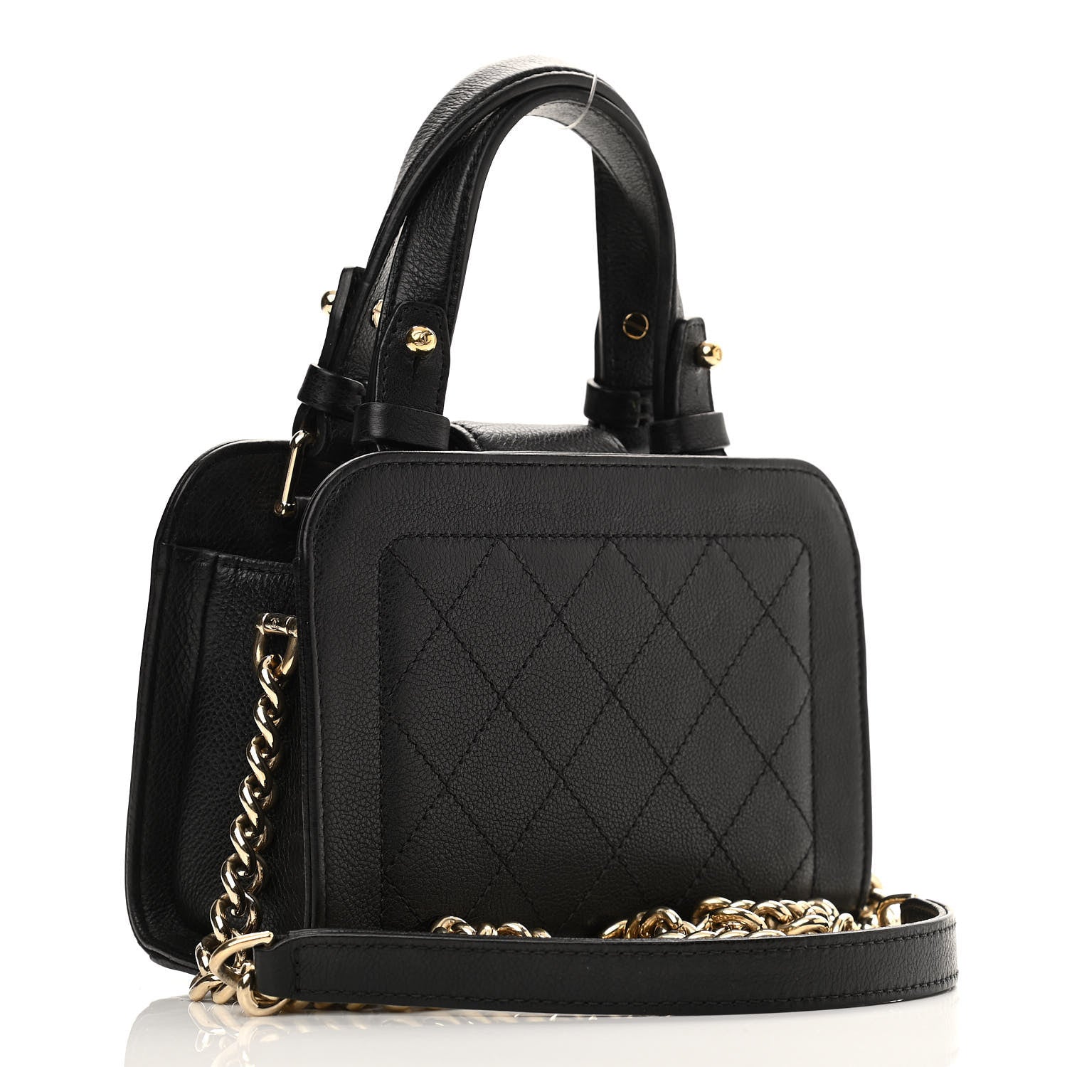 Chanel Grained Calfskin Stitched Mini Label Click Shopper Tote Black 3 of 13