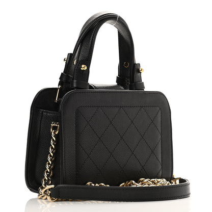 Chanel Grained Calfskin Stitched Mini Label Click Shopper Tote Black 3 of 13