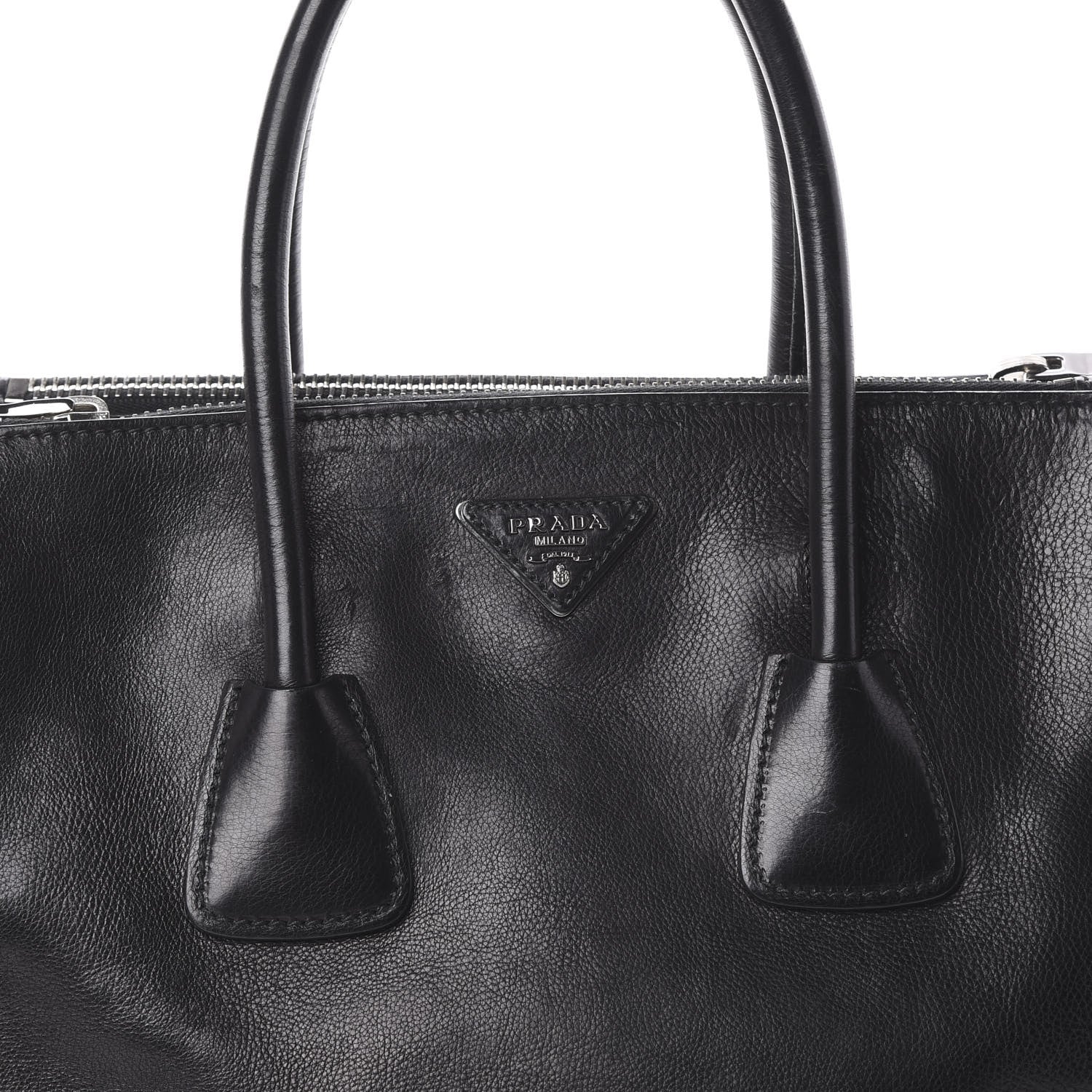 Prada Glace Calf Twin Pocket Tote Black 8 of 8