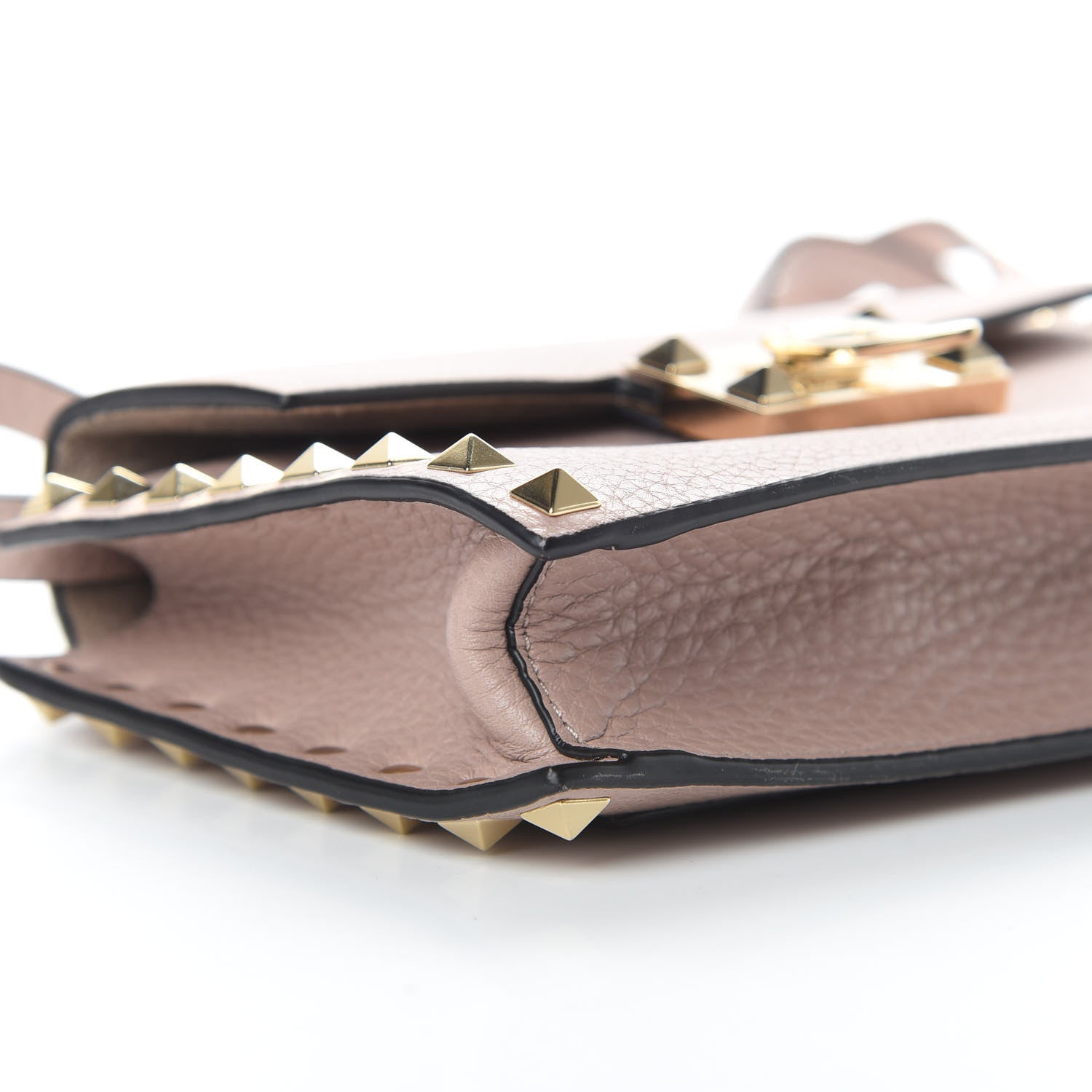 Valentino Garavani Pebbled Calfskin Small Rockstud Overlay Flap Shoulder Bag Poudre 8 of 11