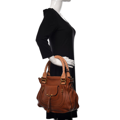 Chloe Calfskin Perforated Marcie Animation Satchel Brown 2 of 12