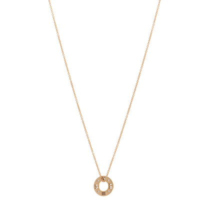 Tiffany 18K Rose Gold Diamond Atlas Pierced Pendant Necklace 1 of 4