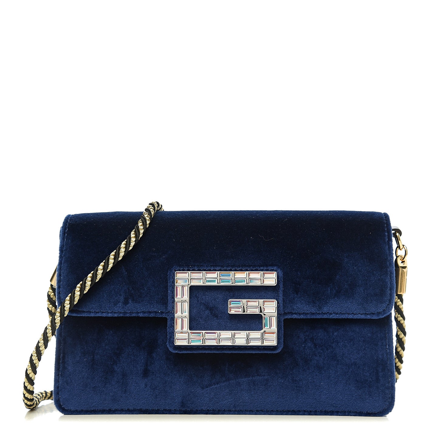 Velvet Crystal Square G Shoulder Bag Cobalt Blue