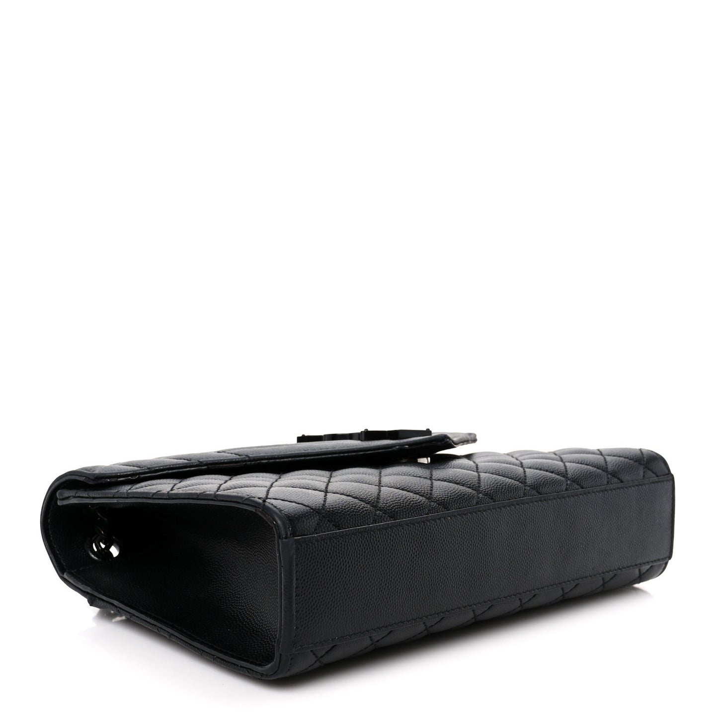 Grain De Poudre Textured Mixed Matelasse Triquilt Medium Monogram Monochrome Satchel Black