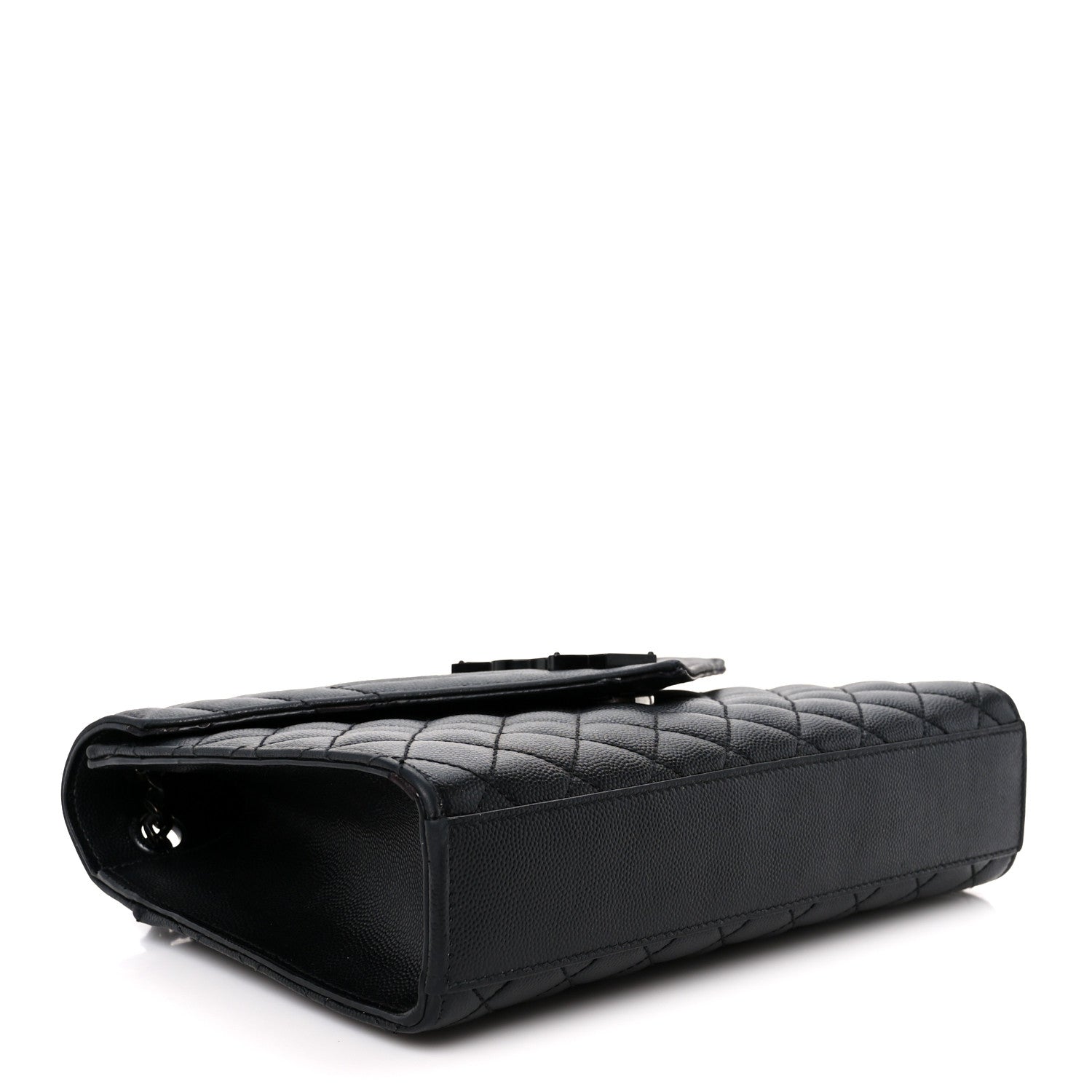 Saint Laurent Grain De Poudre Textured Mixed Matelasse Triquilt Medium Monogram Monochrome Satchel Black 4 of 11