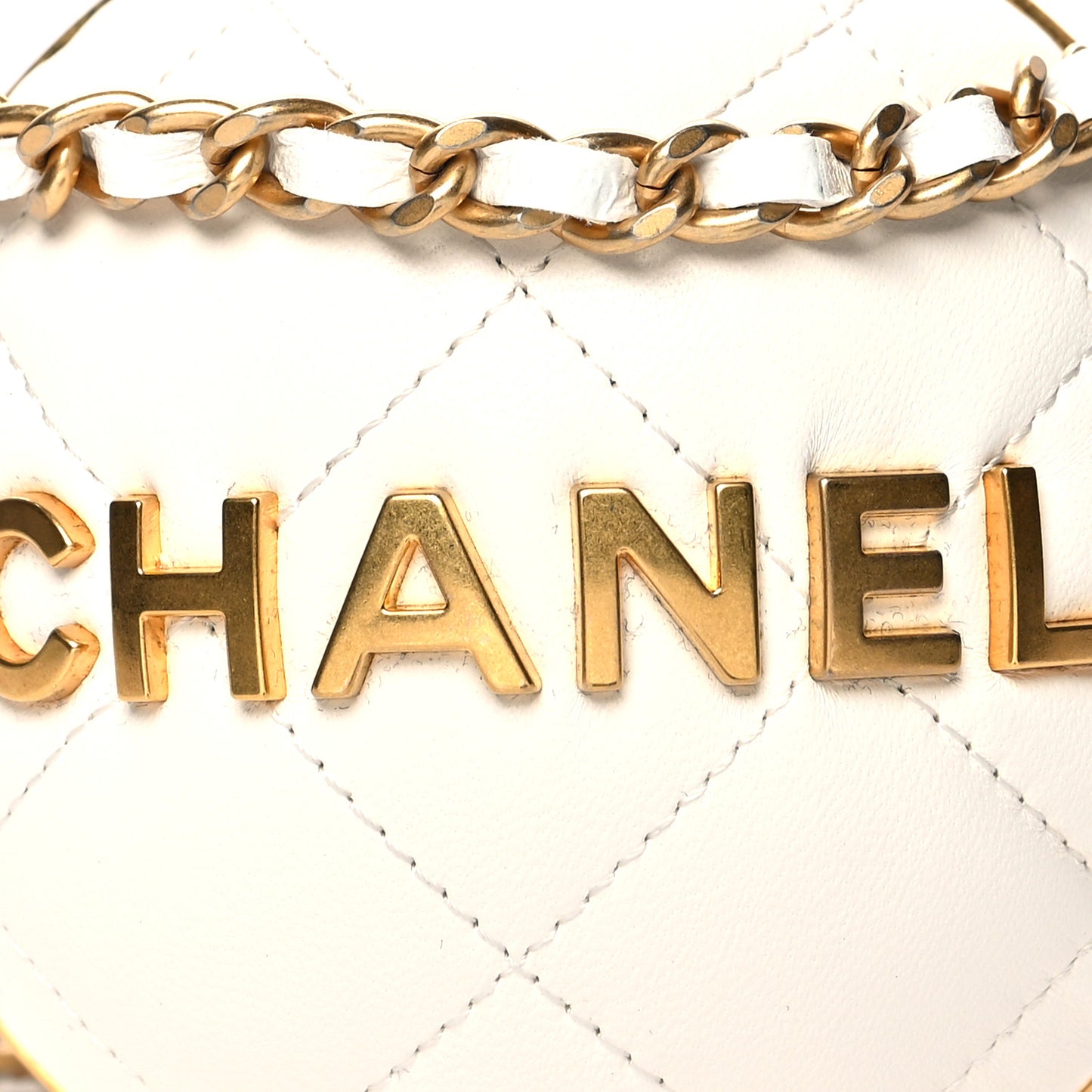 Lambskin Quilted Sphere Minaudiere Chain Clutch White