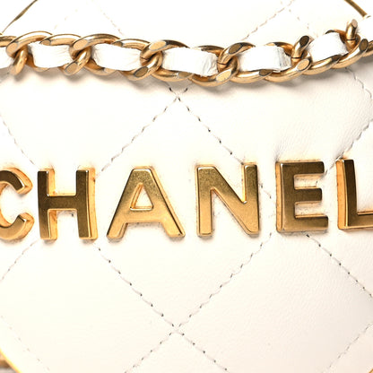 Chanel Lambskin Quilted Sphere Minaudiere Chain Clutch White 8 of 8