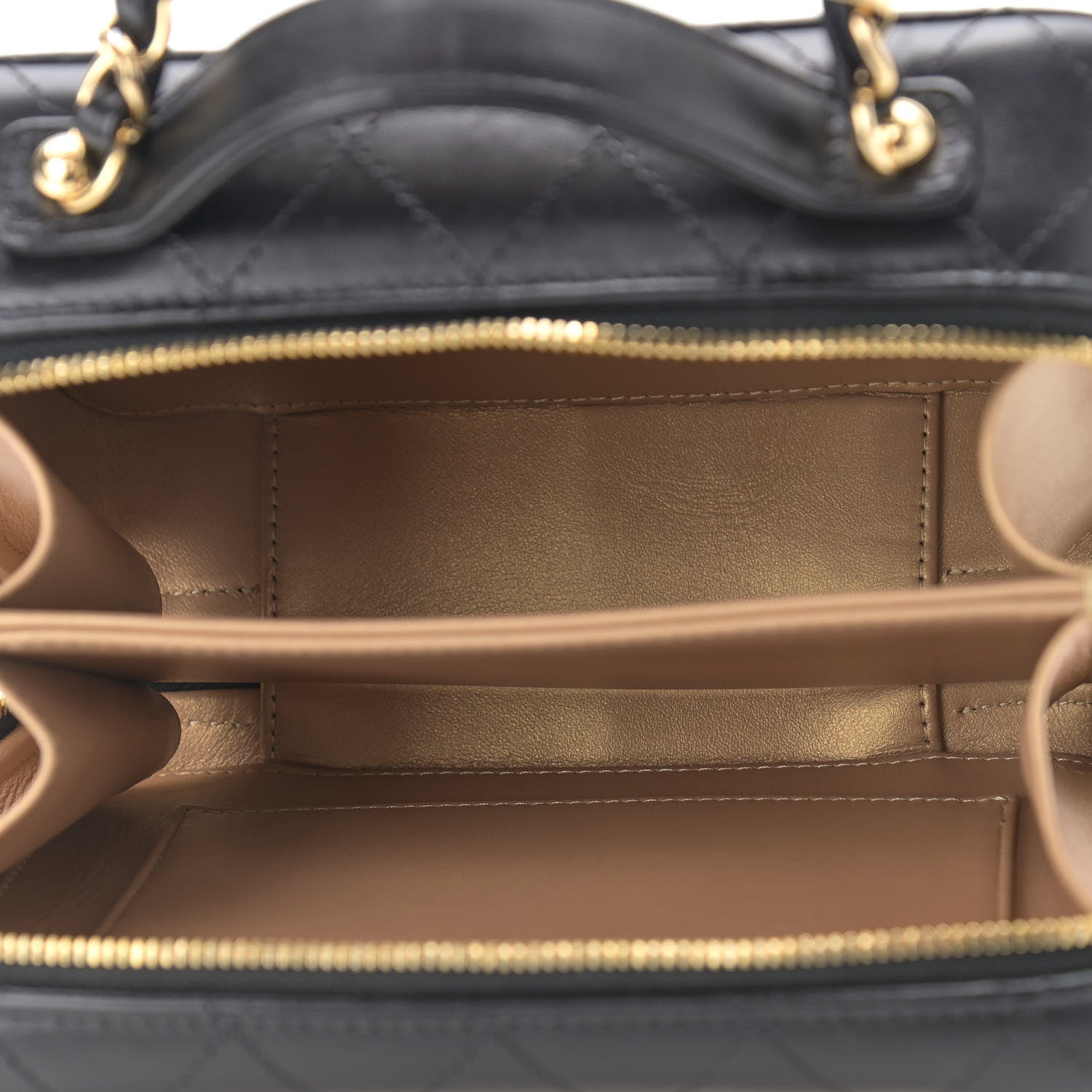 Chanel Lambskin Metal Quilted Golden Plate Vanity Case Black Golden Plate Vanity Case Black Gold 5 of 9