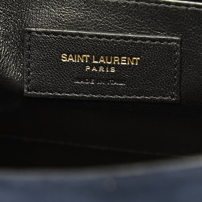 Saint Laurent Suede Sulpice Monogram Medium Shoulder Bag Navy 6 of 16