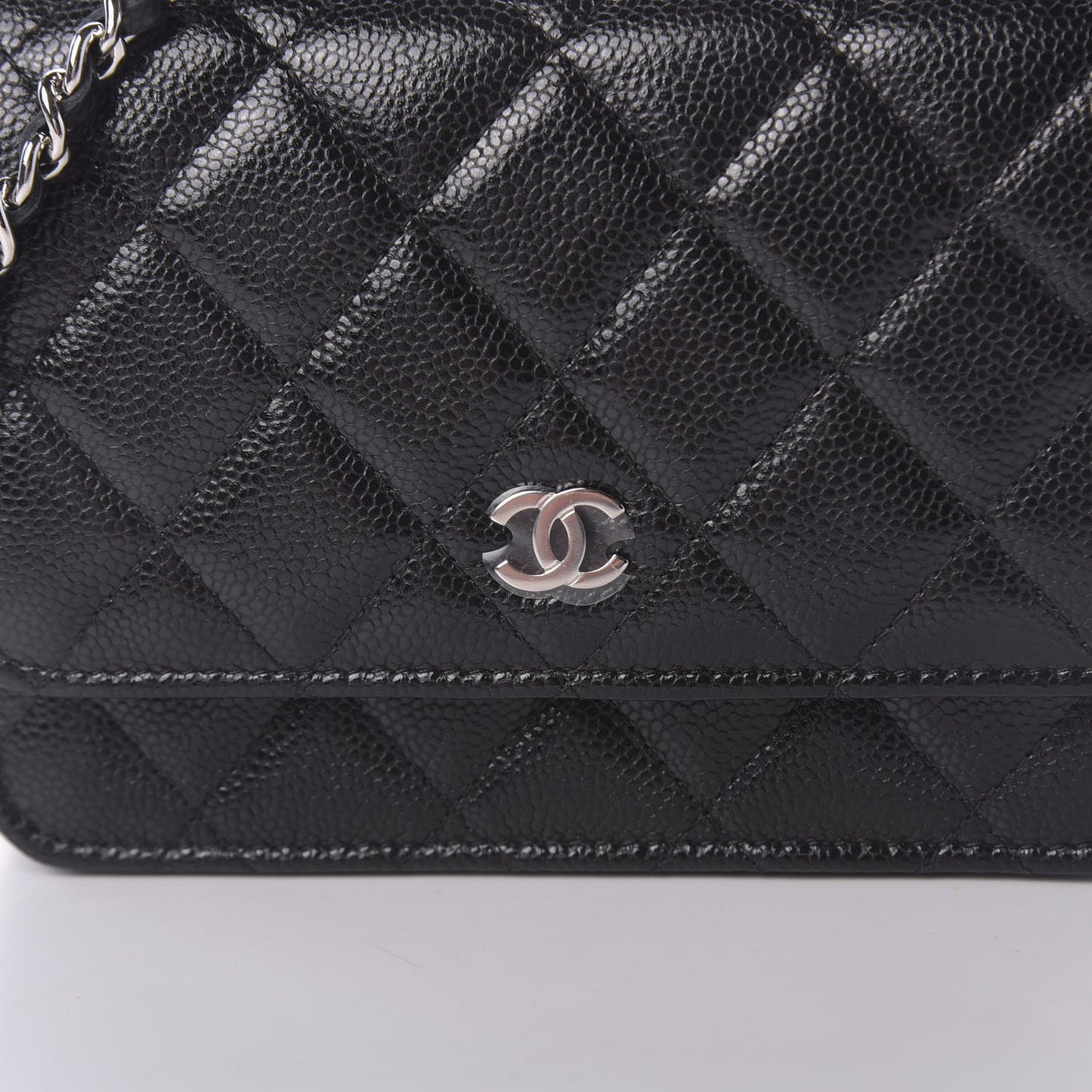 Caviar Quilted Mini Wallet On Chain WOC Black