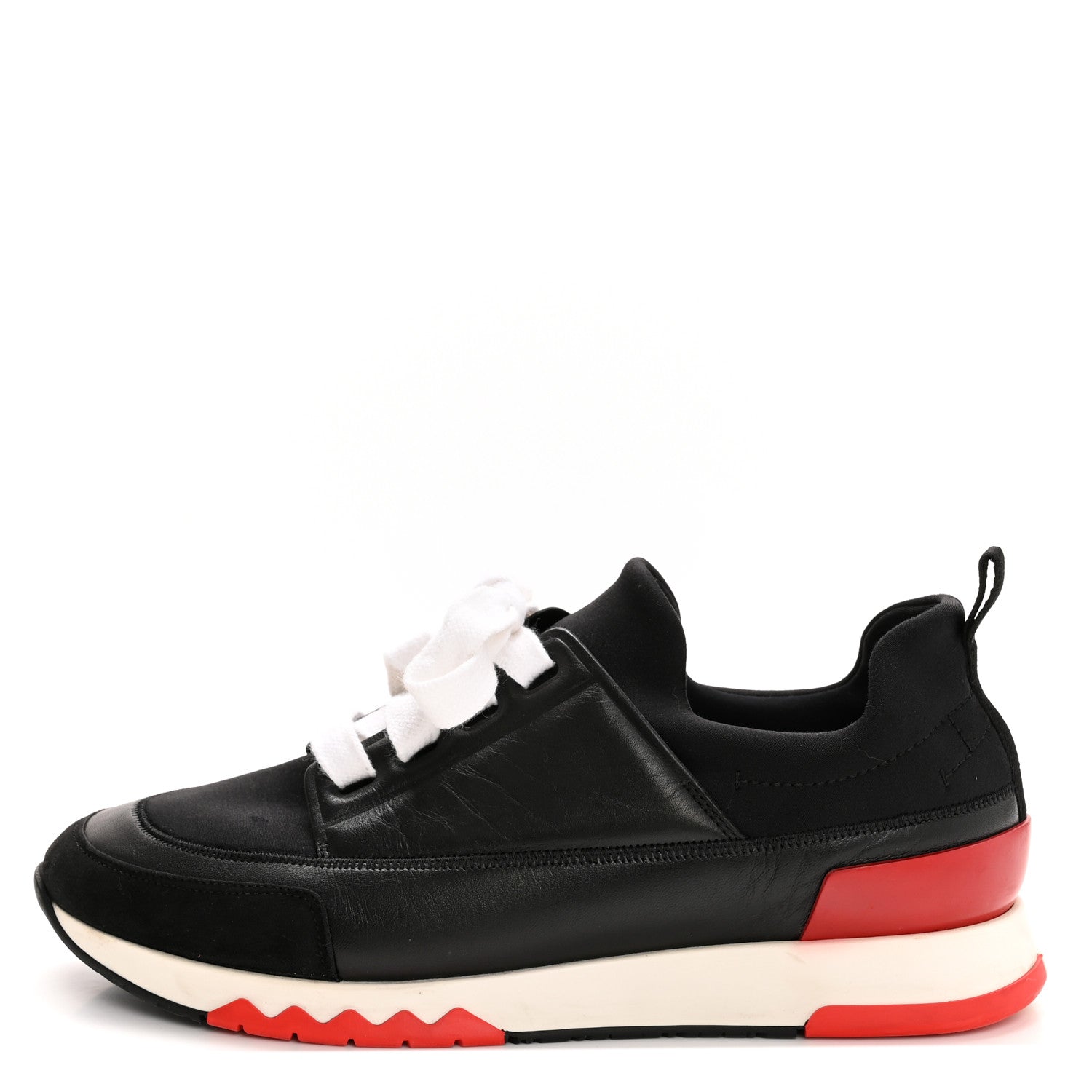 Hermes Calfskin Technical Canvas Suede Goatskin Womens Stadium Sneakers 37.5 Black 1 of 11