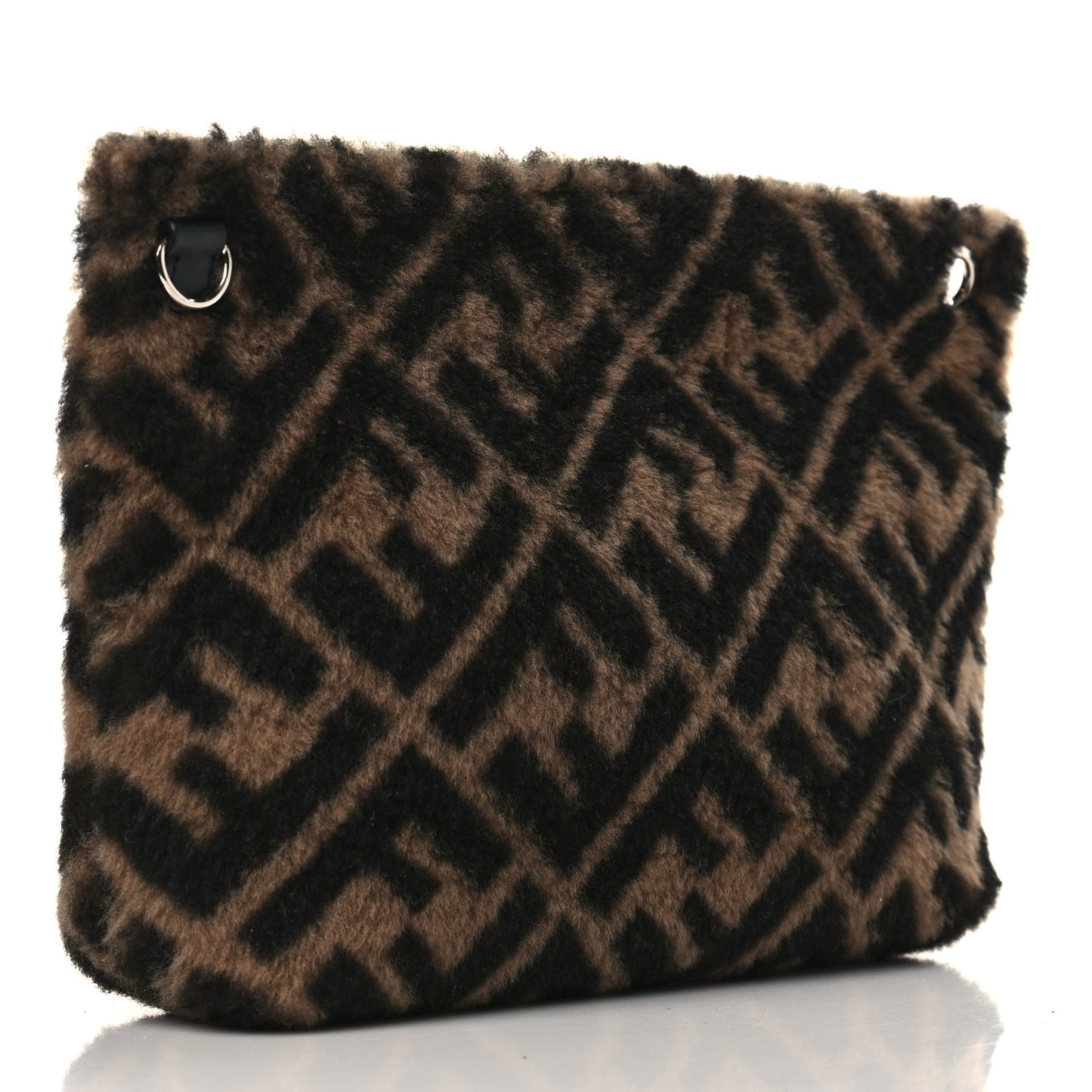 Shearling Calfskin FF 1974 Diagonal Pouch Tobacco Black