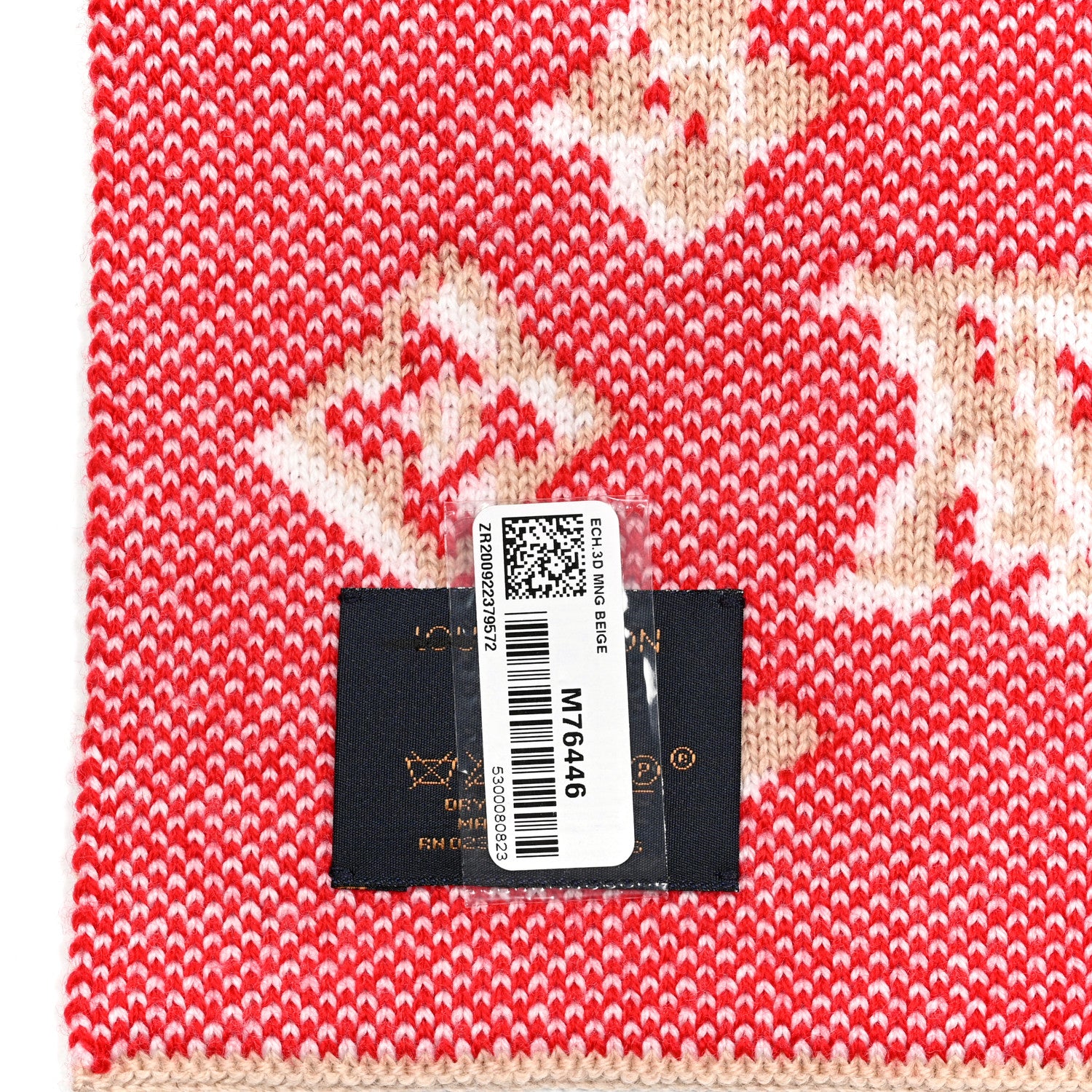 Louis Vuitton Wool 3D Monogram Scarf Beige 4 of 4