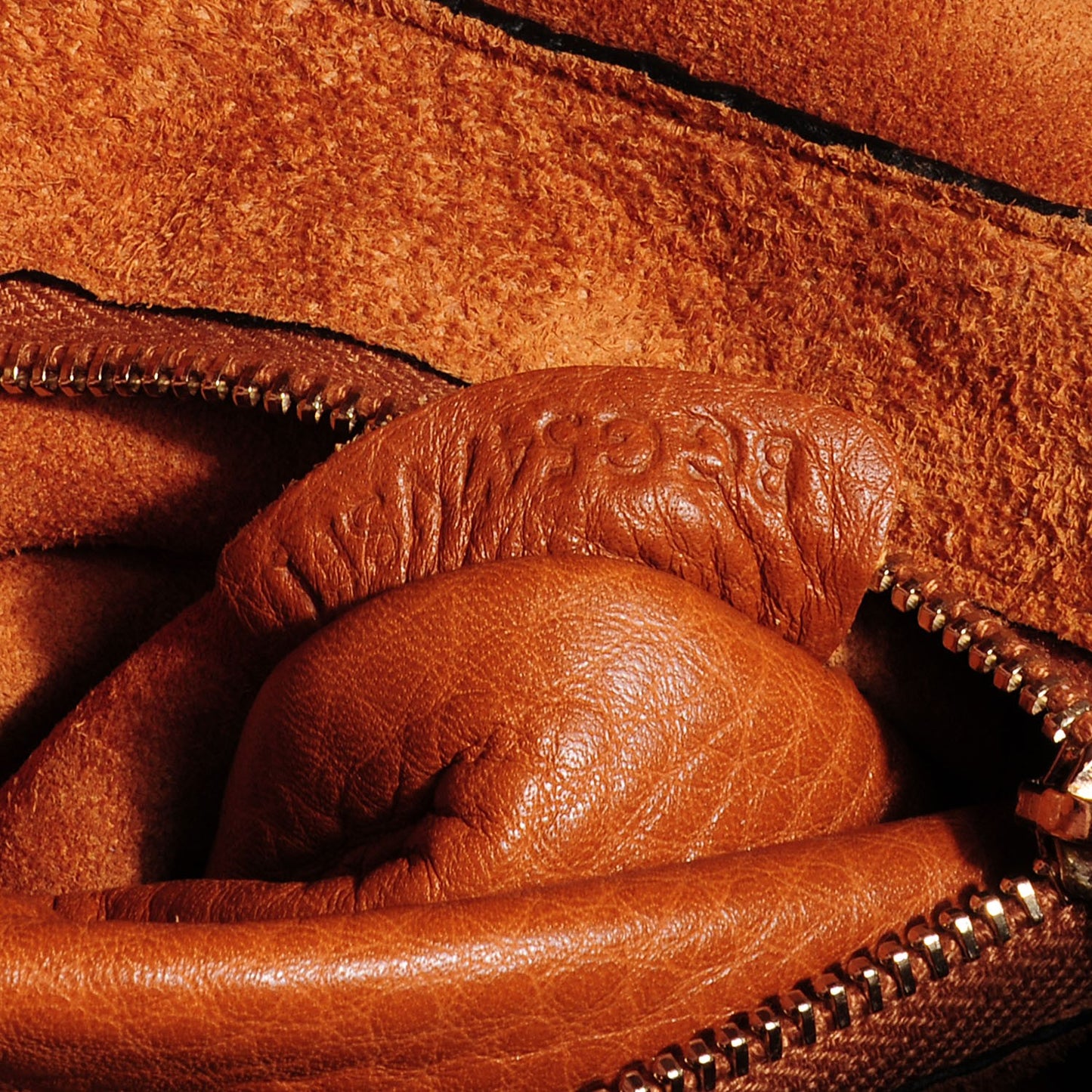Grained Calfskin Rockstud Dome Satchel Brown