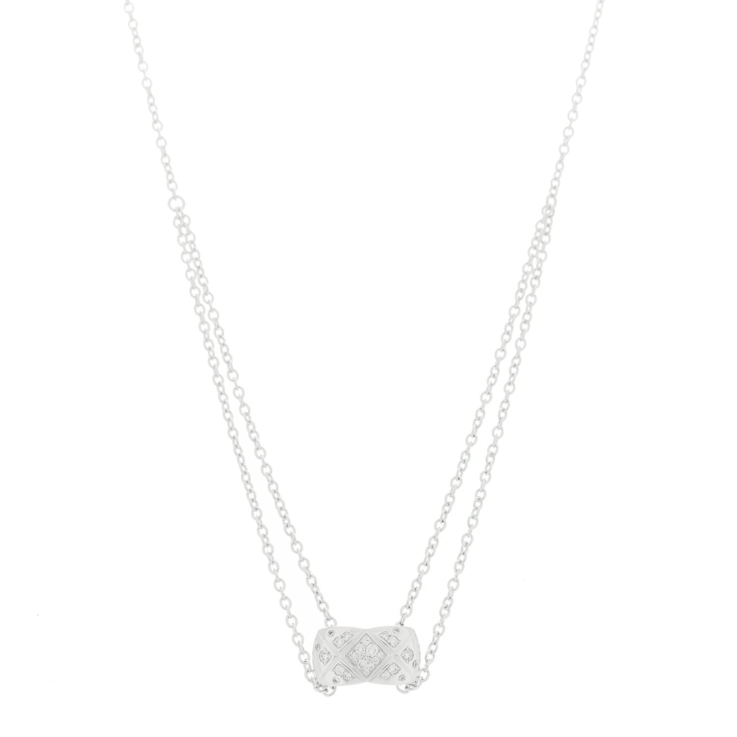 Chanel 18K White Gold Diamond Coco Crush Necklace 1 of 7