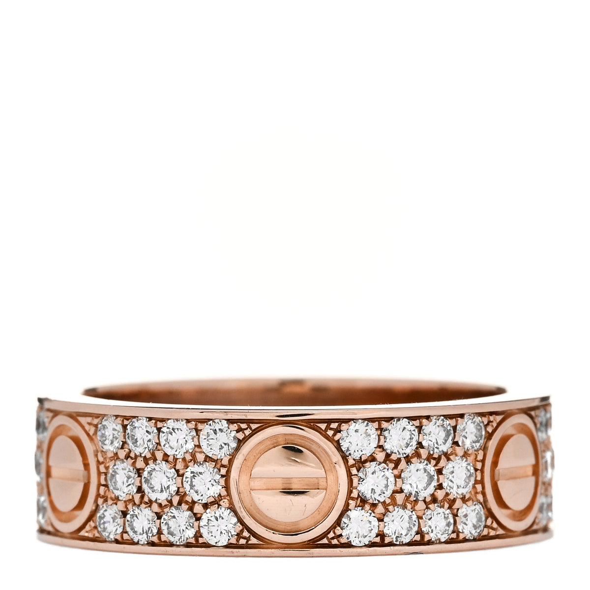 Cartier 18K Pink Gold Diamond 6.5mm LOVE Paved Ring 60 9 3 of 5
