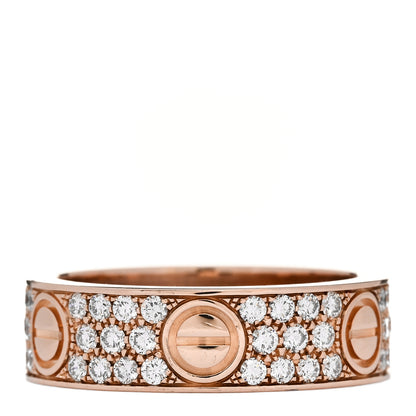 Cartier 18K Pink Gold Diamond 6.5mm LOVE Paved Ring 60 9 3 of 5