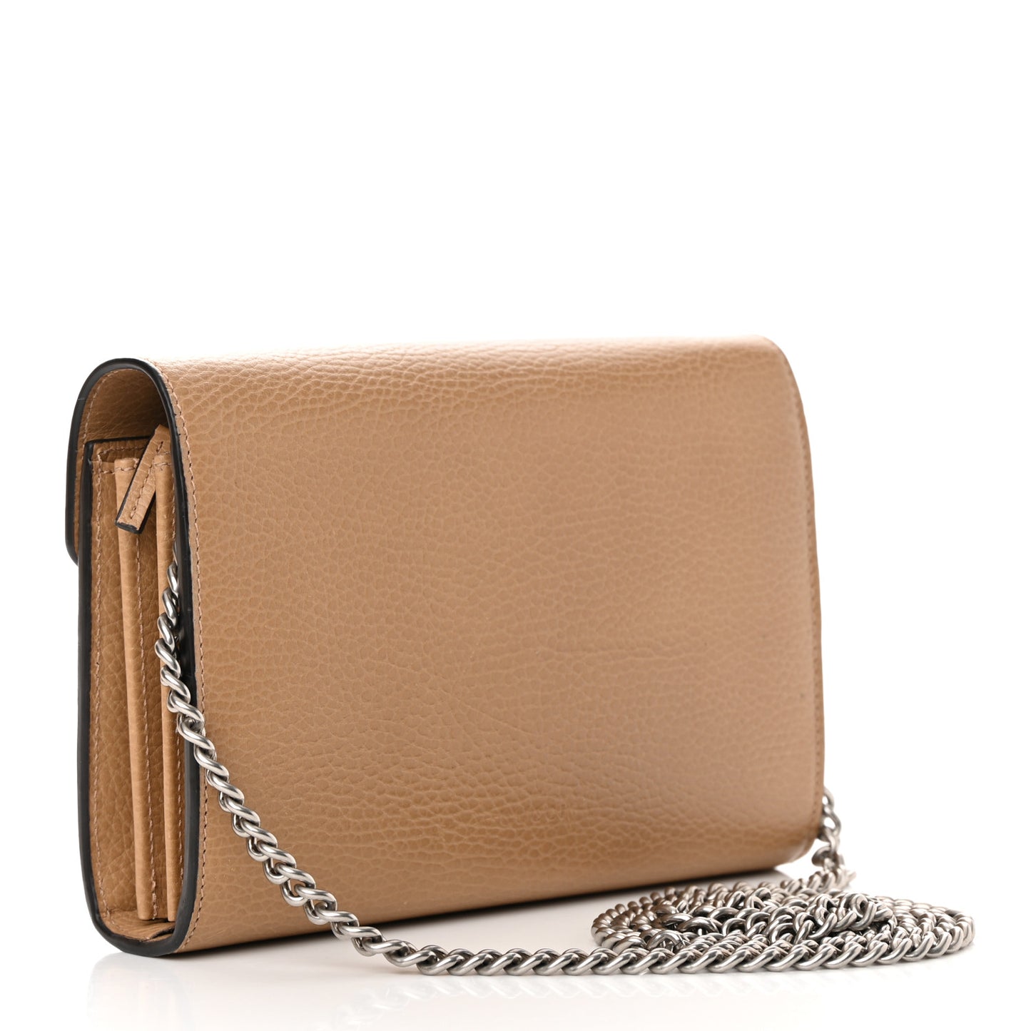 Dollar Calfskin Crystal Mini Dionysus Chain Wallet Natural Tan Black Diamond