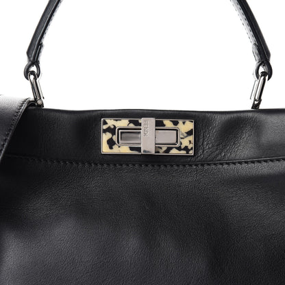Fendi Vitello Dolce Shiny Nappa Plexglass Granite Medium Peekaboo Iconic Satchel Black 11 of 11
