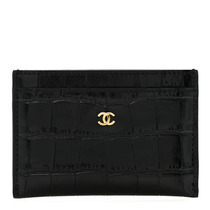 Chanel Calfskin Crocodile Embossed Crococo Card Holder Black 1 of 8